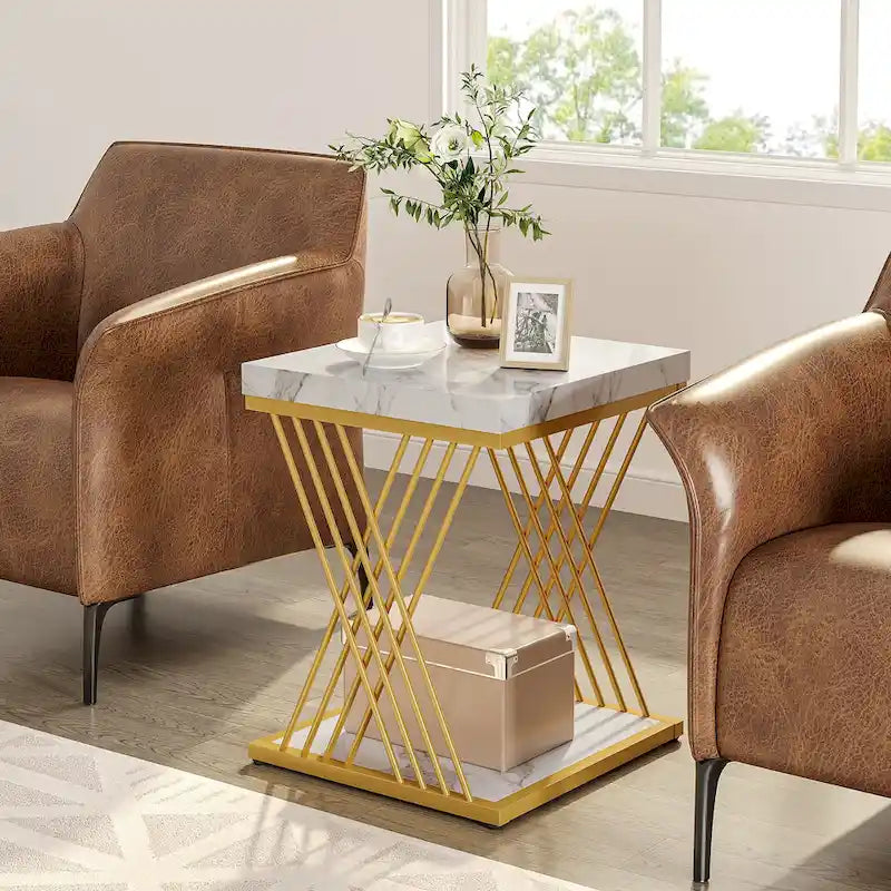 Tavolino quadrato, comodino moderno di metà secolo, tavolino decorativo per soggiorno
