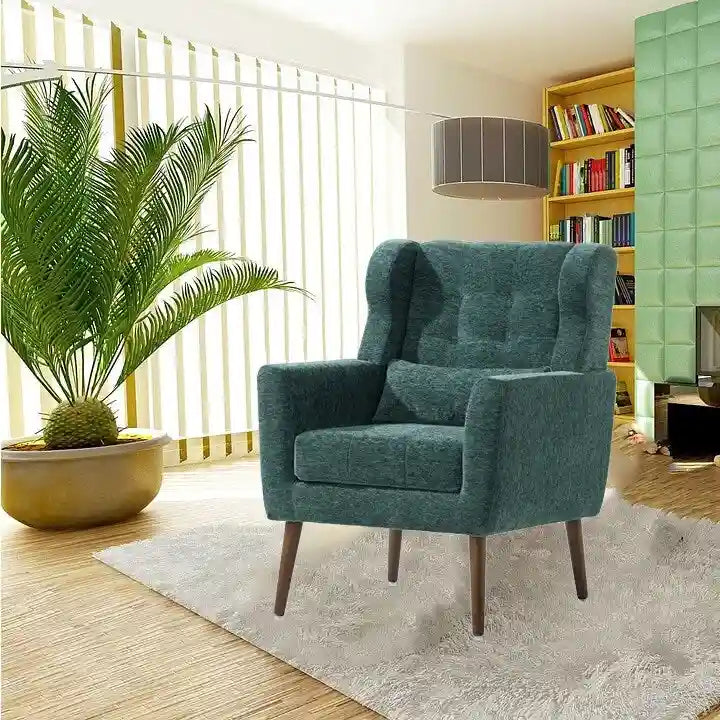 Sillón decorativo moderno, sillón de chenilla para la sala, cómodo sillón lounge acolchado y suave para espacios pequeños y dormitorios