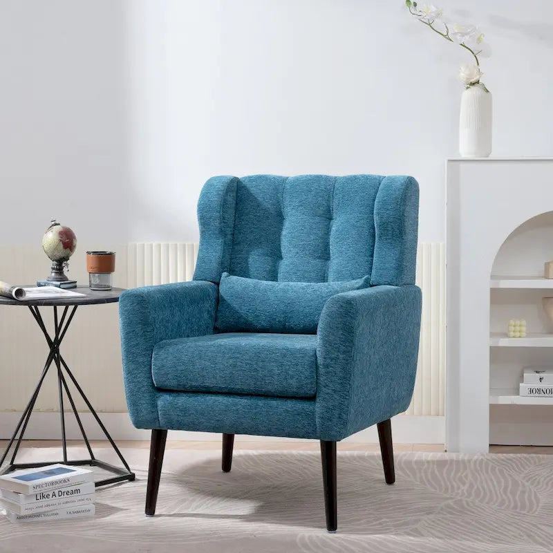 Sillón decorativo moderno, sillón de chenilla para la sala, cómodo sillón lounge acolchado y suave para espacios pequeños y dormitorios