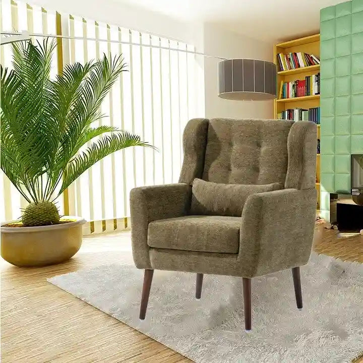 Sillón decorativo moderno, sillón de chenilla para la sala, cómodo sillón lounge acolchado y suave para espacios pequeños y dormitorios