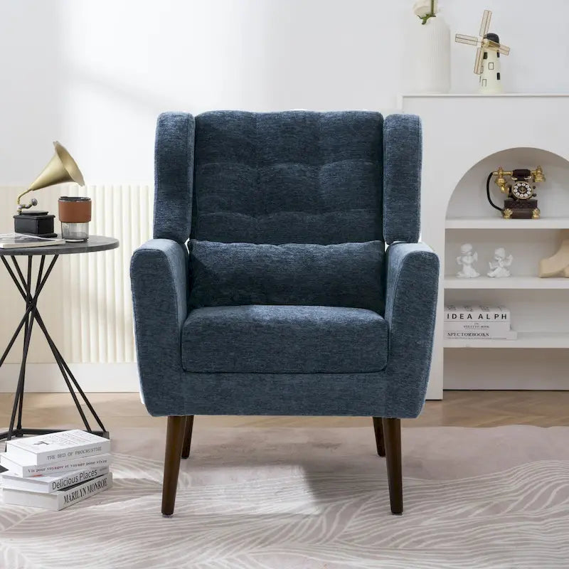 Sillón decorativo moderno, sillón de chenilla para la sala, cómodo sillón lounge acolchado y suave para espacios pequeños y dormitorios