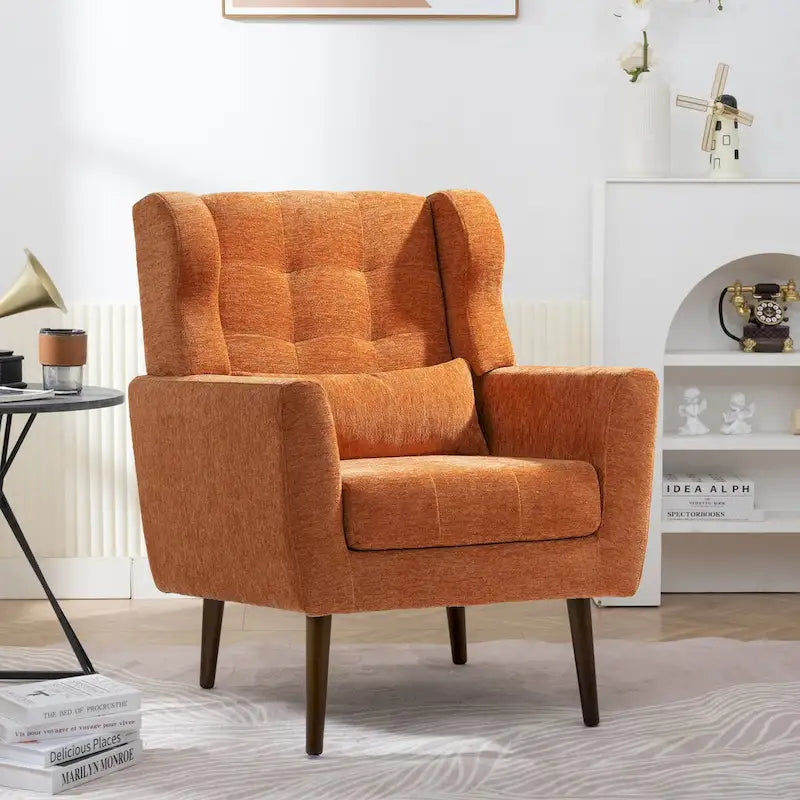 Sillón decorativo moderno, sillón de chenilla para la sala, cómodo sillón lounge acolchado y suave para espacios pequeños y dormitorios