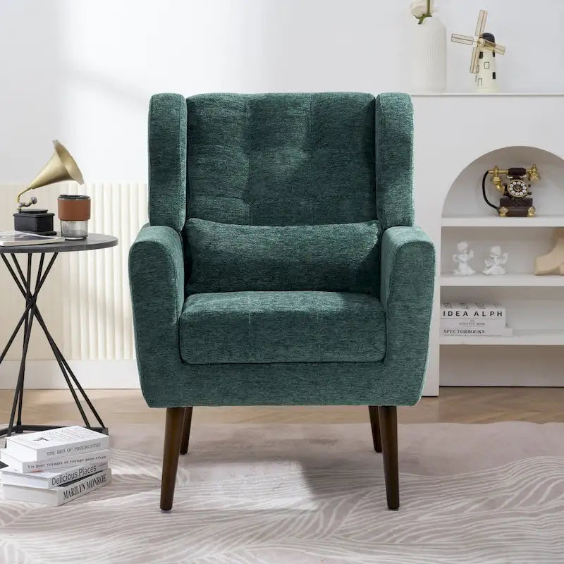 Moderner Akzentstuhl, Chenille-Sessel für Wohnzimmer, bequemer, weich gepolsterter Loungesessel für kleine Räume und Schlafzimmer