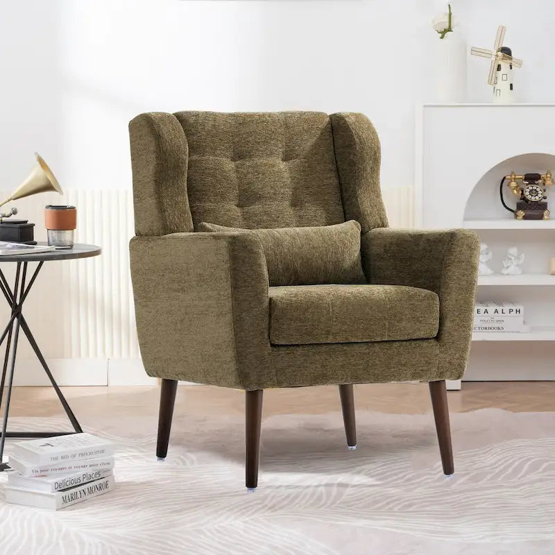 Moderner Akzentstuhl, Chenille-Sessel für Wohnzimmer, bequemer, weich gepolsterter Loungesessel für kleine Räume und Schlafzimmer