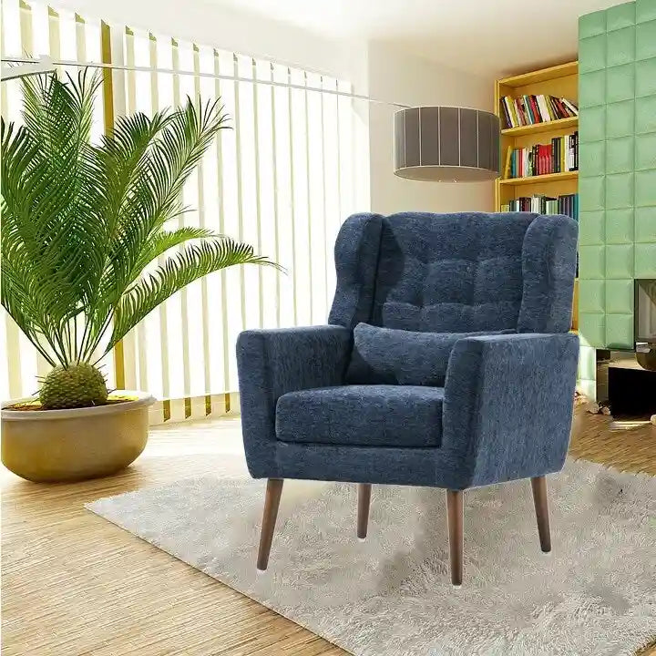 Moderner Akzentstuhl, Chenille-Sessel für Wohnzimmer, bequemer, weich gepolsterter Loungesessel für kleine Räume und Schlafzimmer