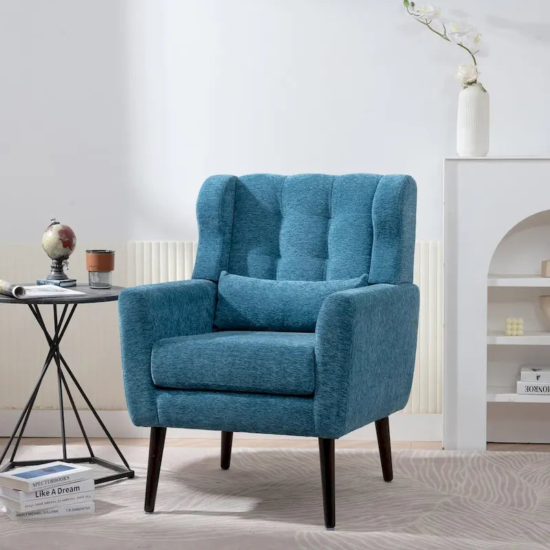 Moderner Akzentstuhl, Chenille-Sessel für Wohnzimmer, bequemer, weich gepolsterter Loungesessel für kleine Räume und Schlafzimmer