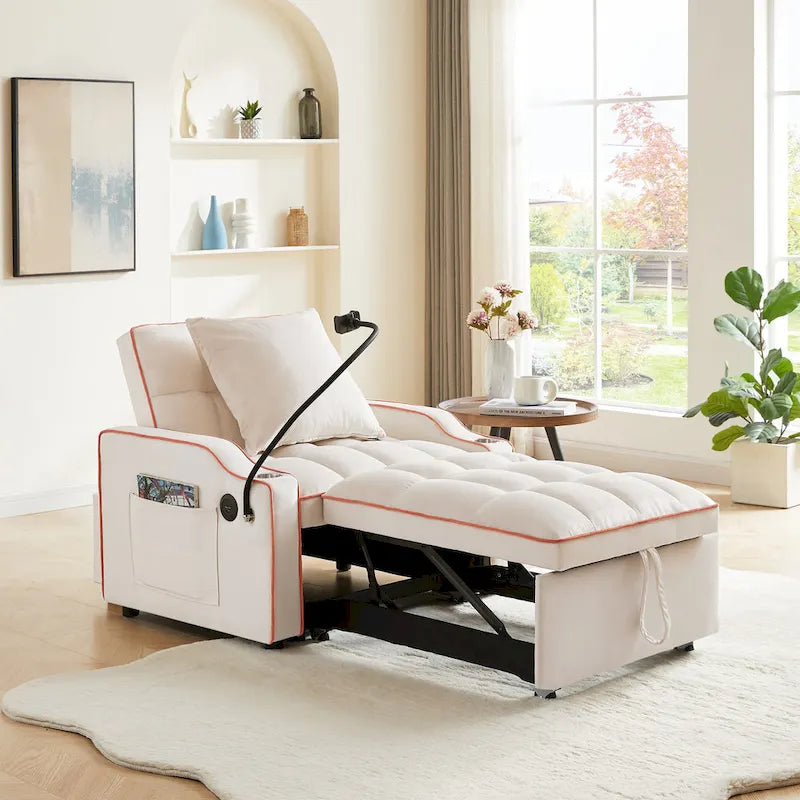Sillón cama convertible con respaldo ajustable