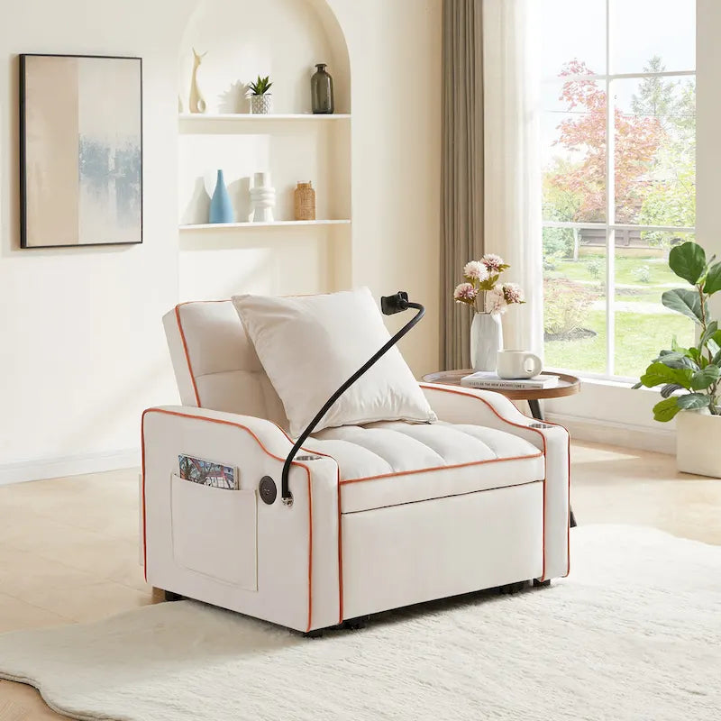 Sillón cama convertible con respaldo ajustable