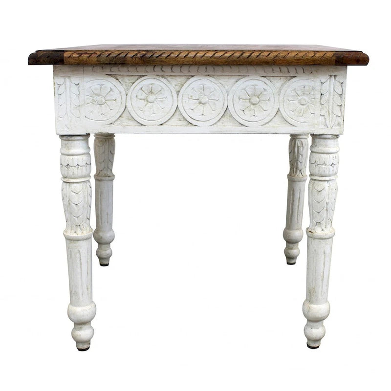 HomeRoots 24 Ivory And Brown Solid Wood Square End Table - 24