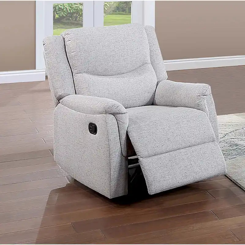 Sillón reclinable individual tapizado con reposabrazos mullidos, reposacabezas ergonómico y reclinación manual