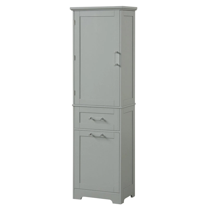 Linnenkast van 20 in. B x 13 in. D x 68.1 in. H met 2 laden van verschillend formaat en verstelbare plank
