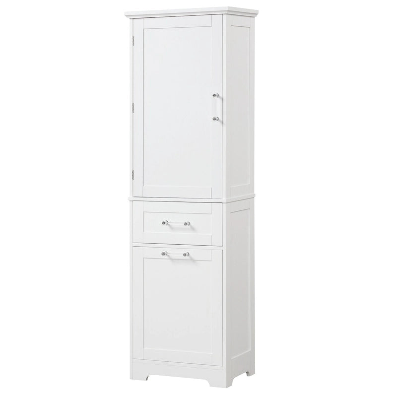Armario para ropa de cama de 20 pulg. de ancho x 13 pulg. de fondo x 68.1 pulg. de alto, con 2 cajones de diferentes tamaños y estante ajustable