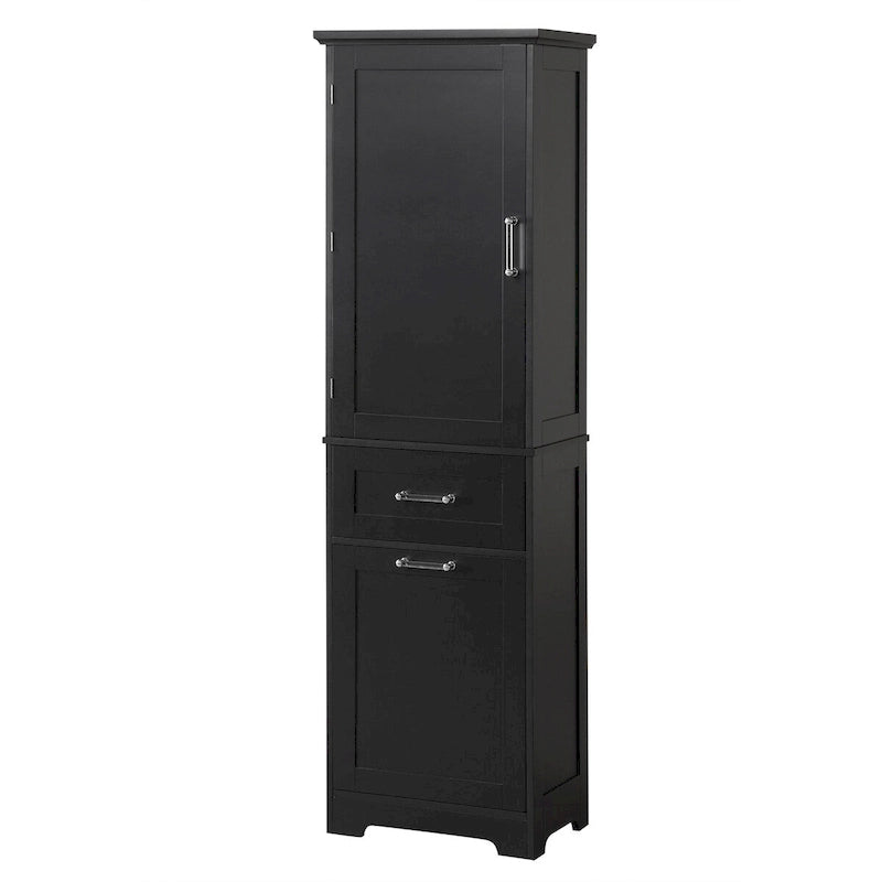Armario para ropa de cama de 20 pulg. de ancho x 13 pulg. de fondo x 68.1 pulg. de alto, con 2 cajones de diferentes tamaños y estante ajustable