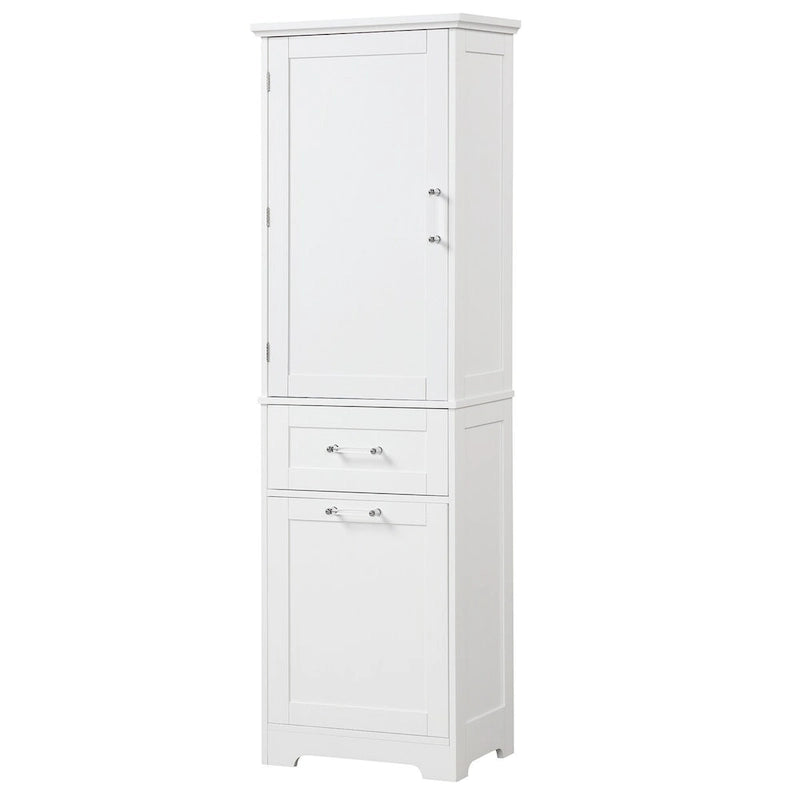 Armario para ropa de cama de 20 pulg. de ancho x 13 pulg. de fondo x 68.1 pulg. de alto, con 2 cajones de diferentes tamaños y estante ajustable
