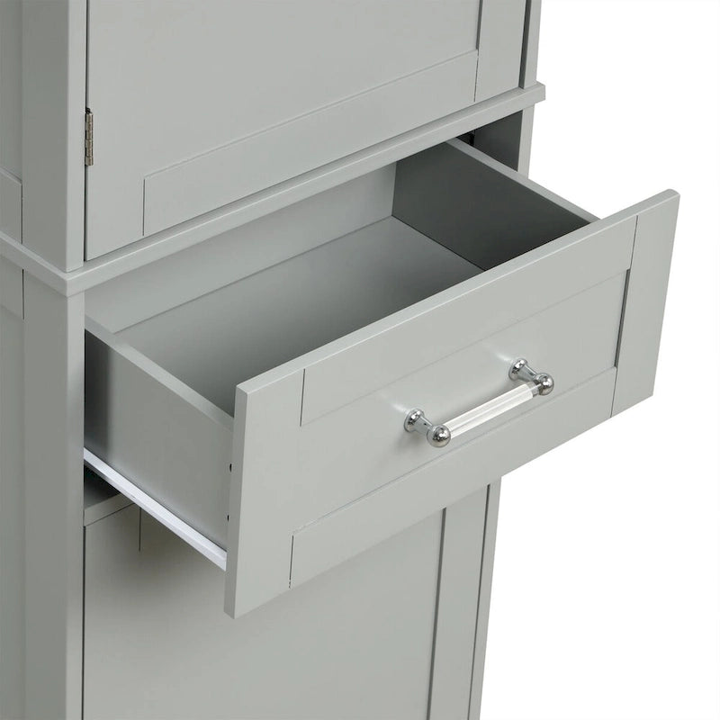 Linnenkast van 20 in. B x 13 in. D x 68.1 in. H met 2 laden van verschillend formaat en verstelbare plank