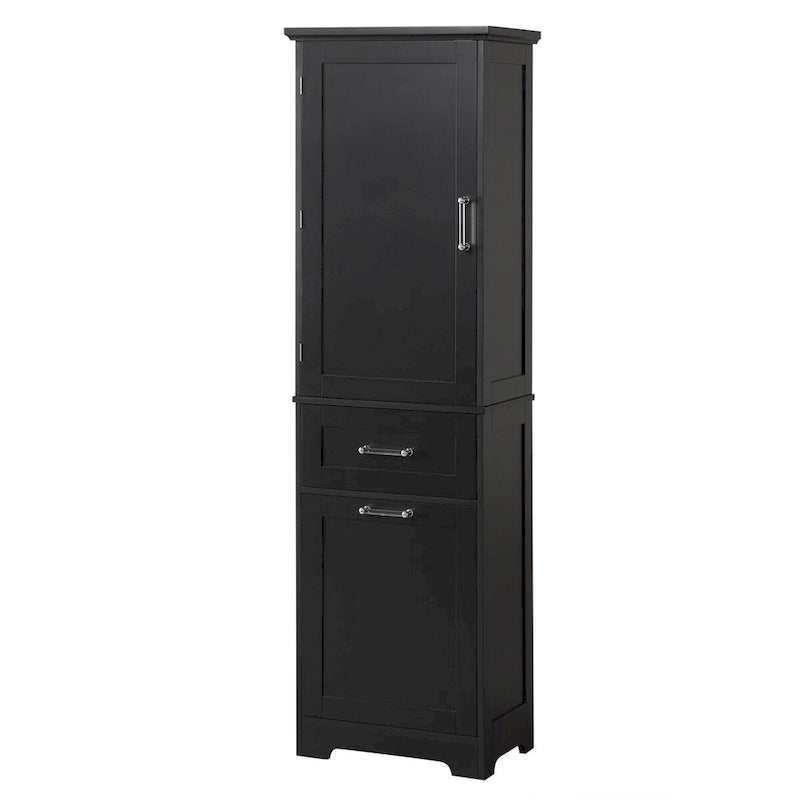 Linnenkast van 20 in. B x 13 in. D x 68.1 in. H met 2 laden van verschillend formaat en verstelbare plank