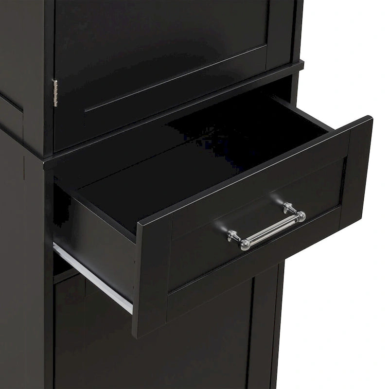 Linnenkast van 20 in. B x 13 in. D x 68.1 in. H met 2 laden van verschillend formaat en verstelbare plank